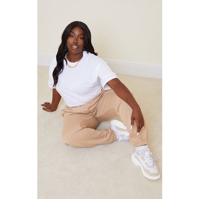 PrettyLittleThingPlus Beige Basic Joggers