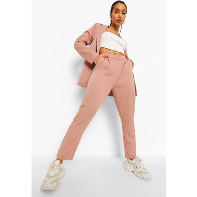 Womens Pinstripe Slouchy Tailored Trousers - Pink - 8, Pink