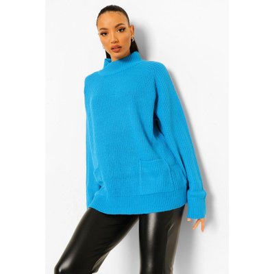 Womens Tall Pocket Detail Jumper - Electric Blue - S, Electric Blue