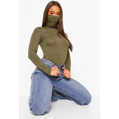 Womens Long Sleeve Face Mask Top - Green - 6, Green