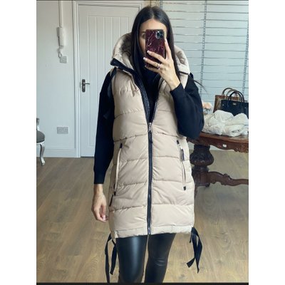 Katlyn Beige Oversized Puffer Gilet Coat