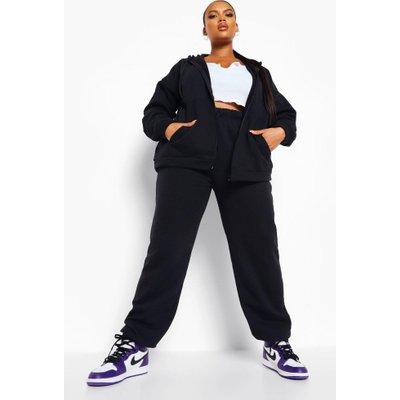 Womens Plus Zip Hoodie & Jogger Tracksuit - Black - 16, Black