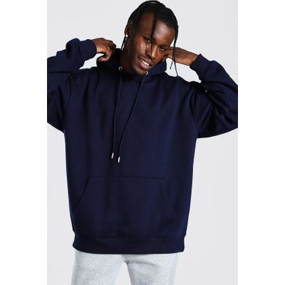 Mens Navy Oversized Over The Head Hoodie, Navy