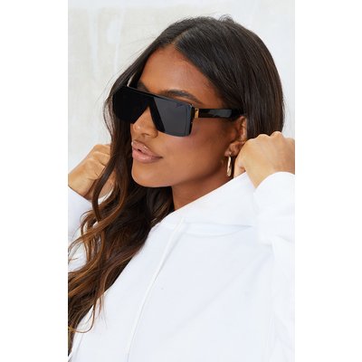 Black Slim Sqaure Visor Sunglasses