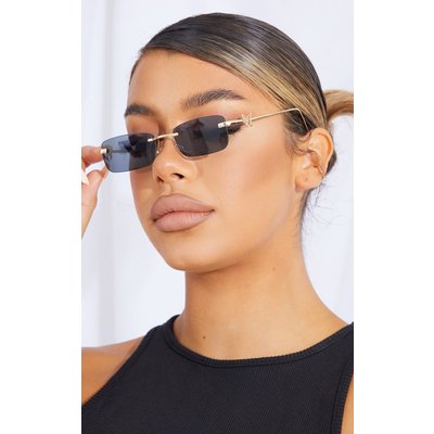 Gold Frame Black Lens Butterfly Sunglasses