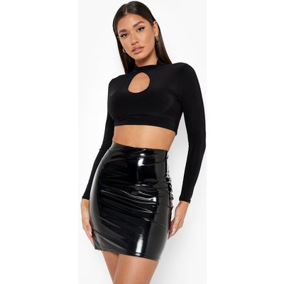 Womens Vinyl Micro Mini Skirt - Black - 6, Black