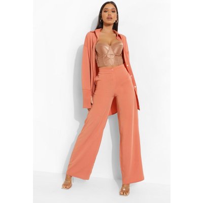 Womens Matte Satin Wide Leg Trousers - Orange - 10, Orange