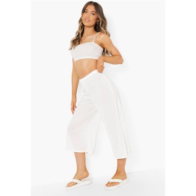 Womens Rib Basic Culotte - White - 6, White