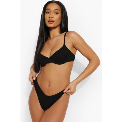 Womens Crinkle Underwired Mix And Match Bikini Top - Black - 14, Black