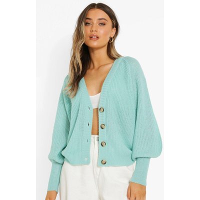 Womens Balloon Sleeve Cardigan - Green - Xs, Green