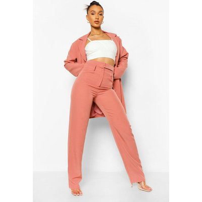 Womens Oversized Double Waistband Trousers - Pink - 12, Pink