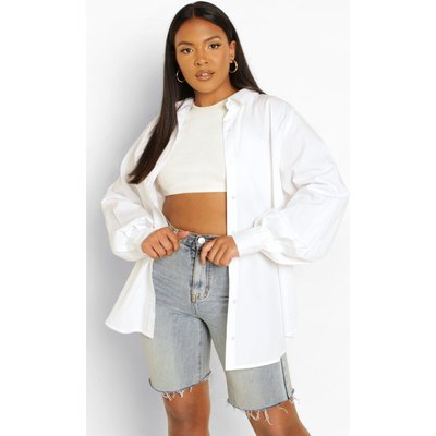 Womens Plus Balloon Sleeve Poplin Shirt - White - 16, White