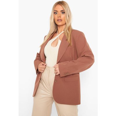 Womens Plus Premium Oversized Blazer - Brown - 16, Brown