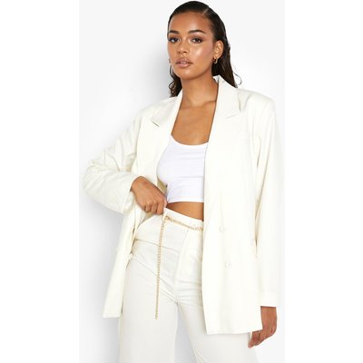 Womens Tailored Double Breasted Oversized Blazer - Cream - 8, Cream