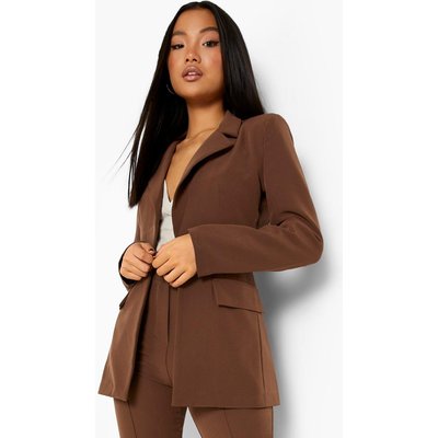 Womens Petite Single Breasted Tailored Blazer - Brown - 16, Brown