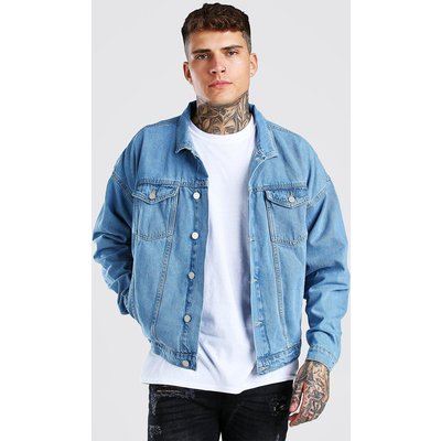 Mens Blue Oversized Denim Jacket, Blue