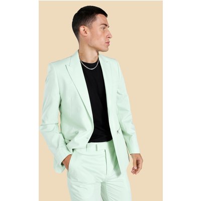 Mens Green Double Breasted Skinny Suit Jacket, Green