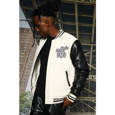 Mens Cream Rocket Varsity Bomber, Cream