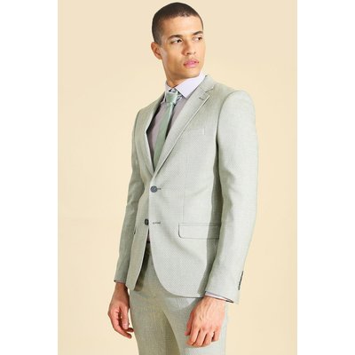 Mens Green Single Breasted Super Skinny Suit Jacket, Green