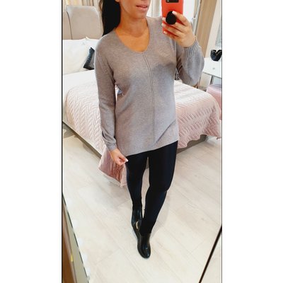 Mihwa Plain V-Neck Ribbed Jumper - Dark Grey