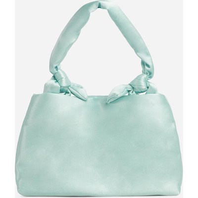 Sweetie Knotted Detail Shoulder Bag In Green Satin,, Green