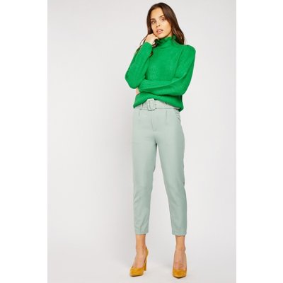 Buckle Belted Tapered Trousers