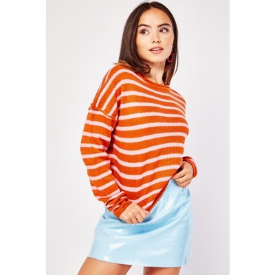 Horizontal Striped Rib Knit Jumper