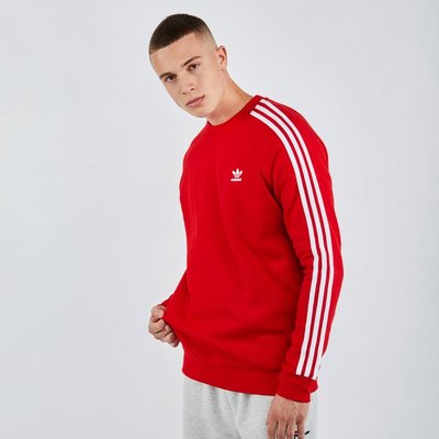 adidas Adicolor 3 Stripe Crew - Heren Sweatshirts - Red - 77% Katoen, 23% Polyester - Maat M - Foot Locker