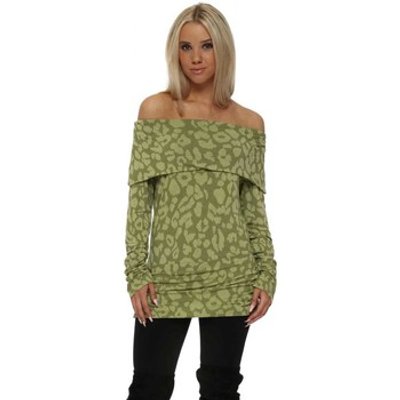 A Postcard From Brighton  Sasha Golden Lime Off The Shoulder Sexy Skin Top  women's Blouse in Green