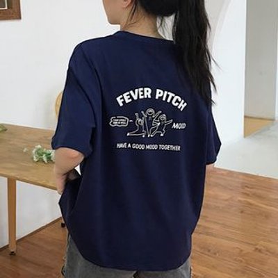 Lettering Elbow-Sleeve T-Shirt