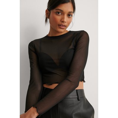 NA-KD Party Babylock Cropped Mesh Top - Black