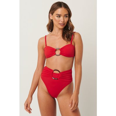 Trendyol High Waist Ring Detail Bikini Bottom - Red