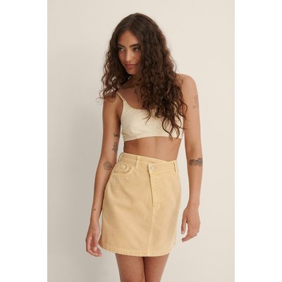 NA-KD Trend Organic Colored Asymmetric Closure Denim Skirt - Yellow