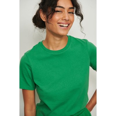 NA-KD Basic Round Neck Organic Cotton T-shirt - Green