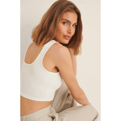 NA-KD Basic Cropped Ribbed Tight Singlet - White