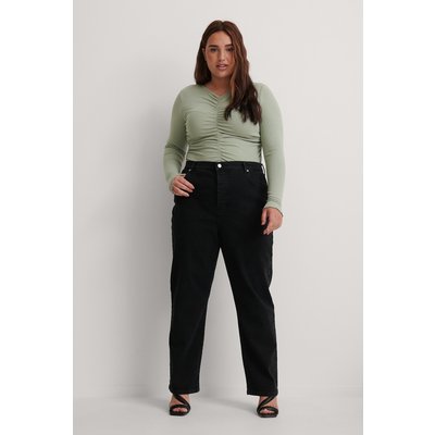 NA-KD Organic Straight High Waist Jeans - Black