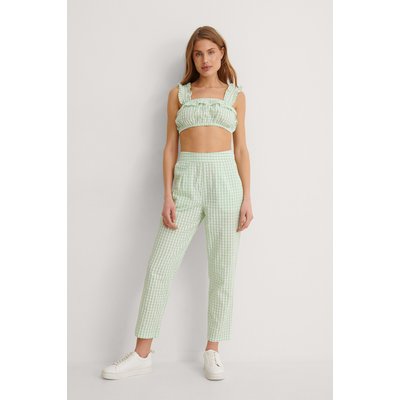 NA-KD Cropped Gingham Pants - Checkered