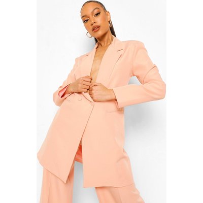 Womens Oversized Long Line Blazer - Pink - 12, Pink