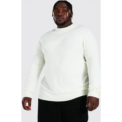 Mens White Plus Regular Fit roll/polo neck Jumper, White