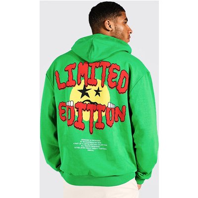 Mens Green Tall Limited Face Loopback Hoodie, Green