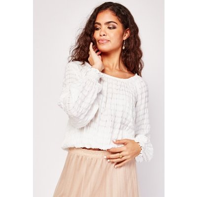 Textured Gathered Sleeve Blouse