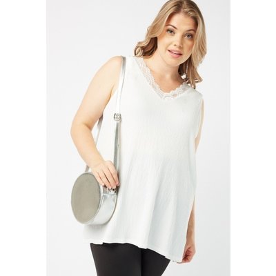 Lace Insert Stretchy Textured Top