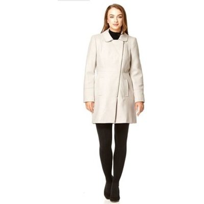 Anastasia  - Stone Double Breast Zip Military  women's Coat in Beige. Sizes available:UK 12,UK 14,UK 16,UK 18,UK 20