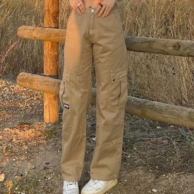 High-Waist Straight-Fit Cargo Pants