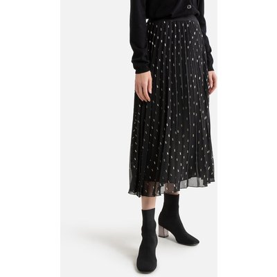 Pleated Midi Skirt with Metallic Detail