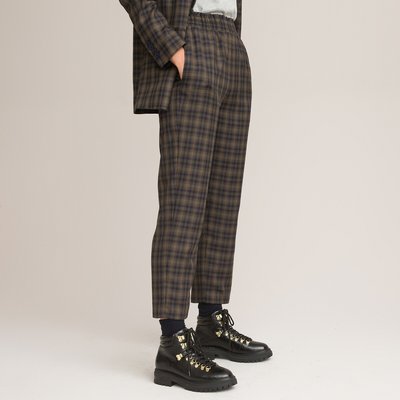 Check Print Cigarette Trousers, Length 24"