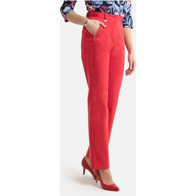 Stretch Cotton Satin Trousers, Length 30.5"