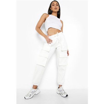 Womens Cargo Pocket Joggers - Cream - Xs, Cream