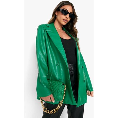 Womens Leather Look Colour Pop Blazer - Green - 8, Green