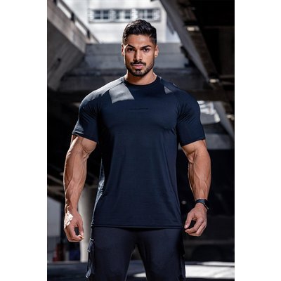 Mens Black Man Active Gym Longline T-Shirt With Print, Black